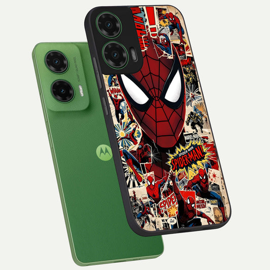 Aesthetic Wonder Spider phone case For Moto G35 showing premium glass back cover with detailed artwork