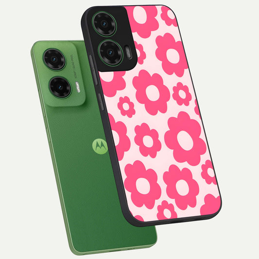 Blush Flower Pop phone case For Moto G35 showing premium glass back cover with detailed artwork