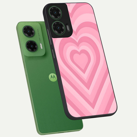 Blush Heart Waves phone case For Moto G35 showing premium glass back cover with detailed artwork