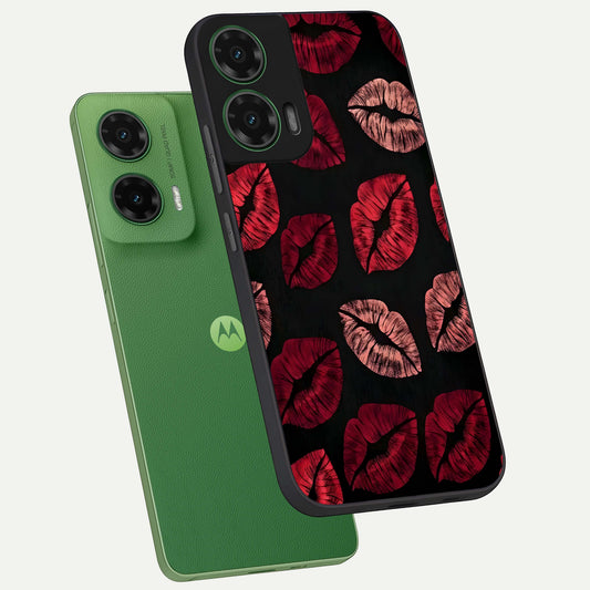 Midnight Kiss Love phone case For Moto G35 showing premium glass back cover with detailed artwork