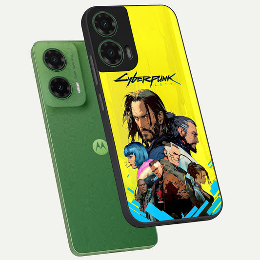 Neon Rebel Genesis phone case For Moto G35 showing premium glass back cover with detailed artwork