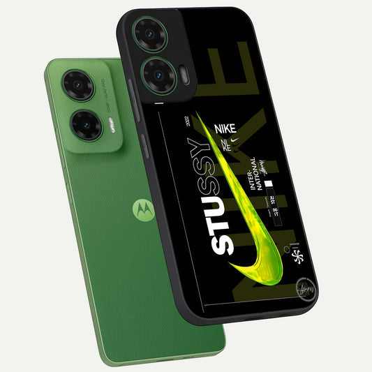 Neon Street Edition phone case For Moto G35 showing premium glass back cover with detailed artwork