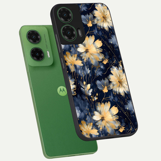 Royal Petal Dream phone case For Moto G35 showing premium glass back cover with detailed artwork