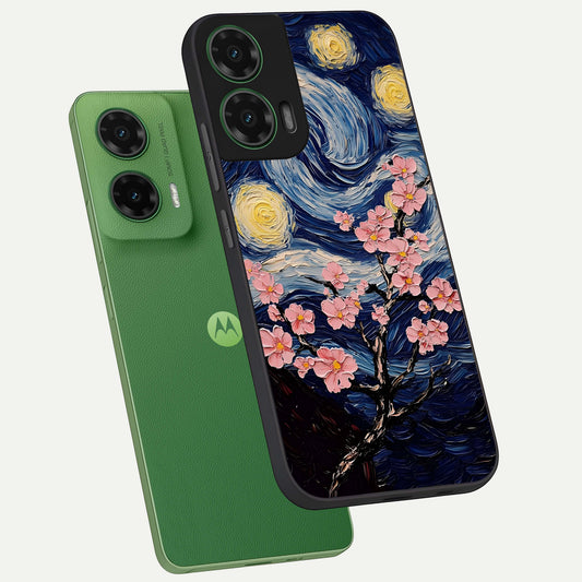 Van Gogh Scenery phone case For Moto G35 showing premium glass back cover with detailed artwork