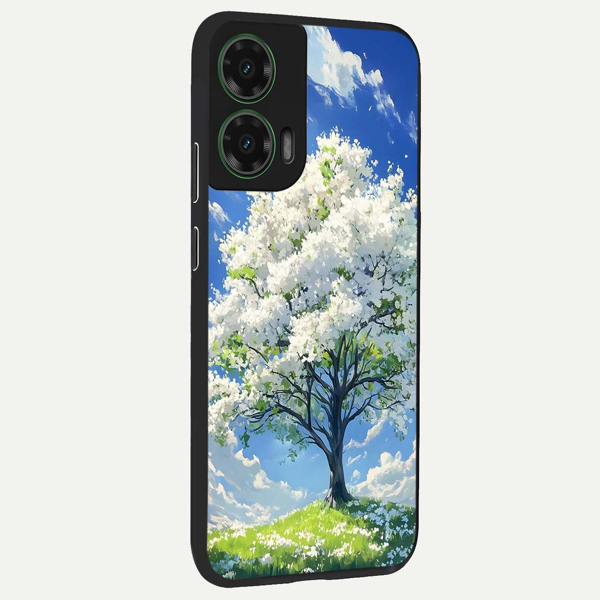 Blossom Sky Serenity back cover For Moto G35 slim fit glass case with vibrant aesthetic design