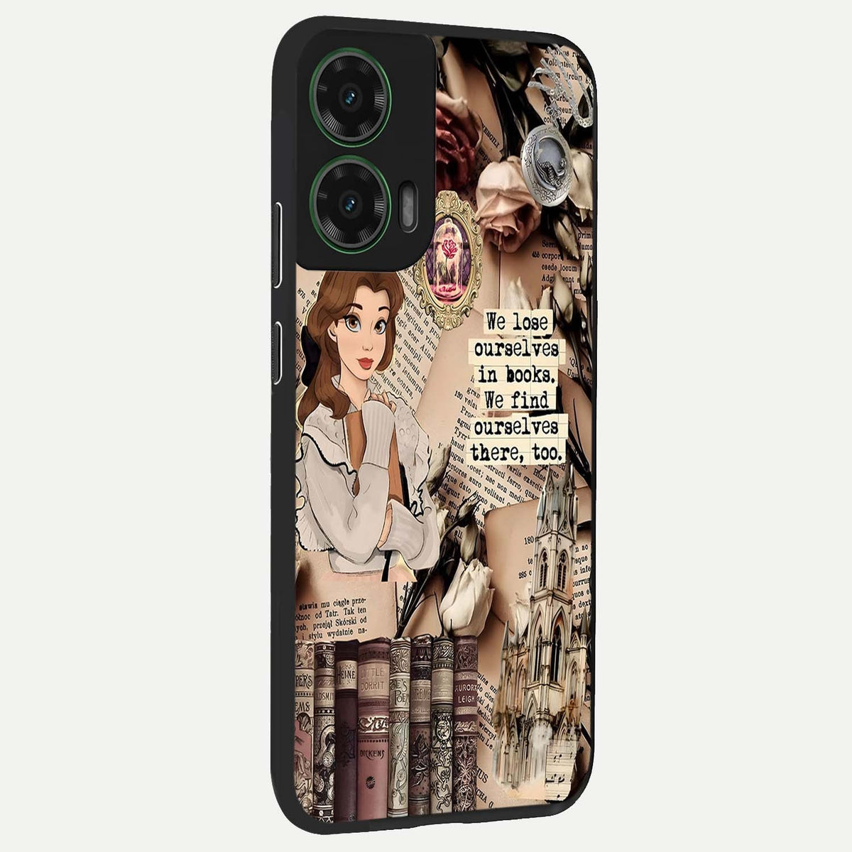 Bookish Dream World back cover For Moto G35 slim fit glass case with vibrant aesthetic design