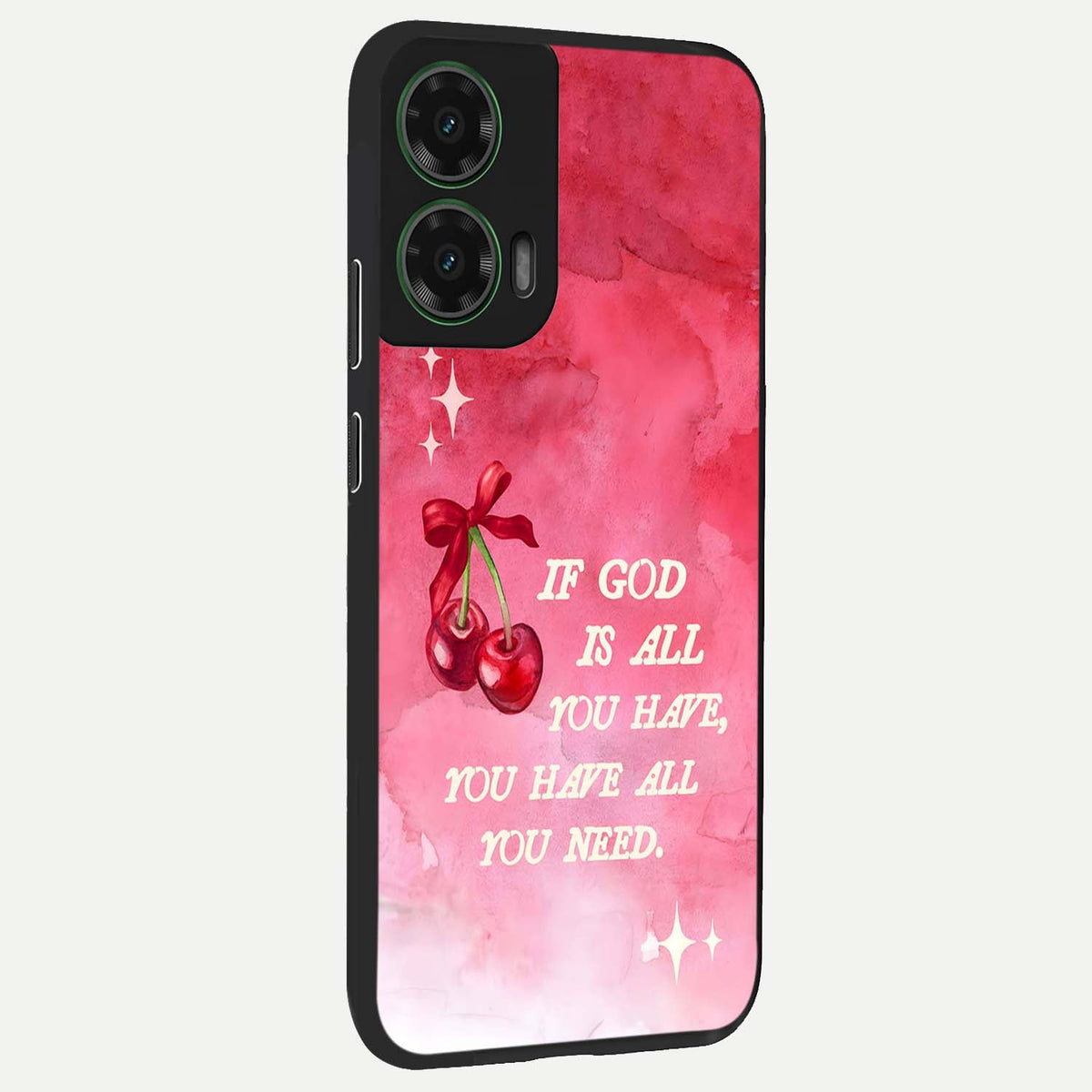 Cherry Quote back cover For Moto G35 slim fit glass case with vibrant aesthetic design