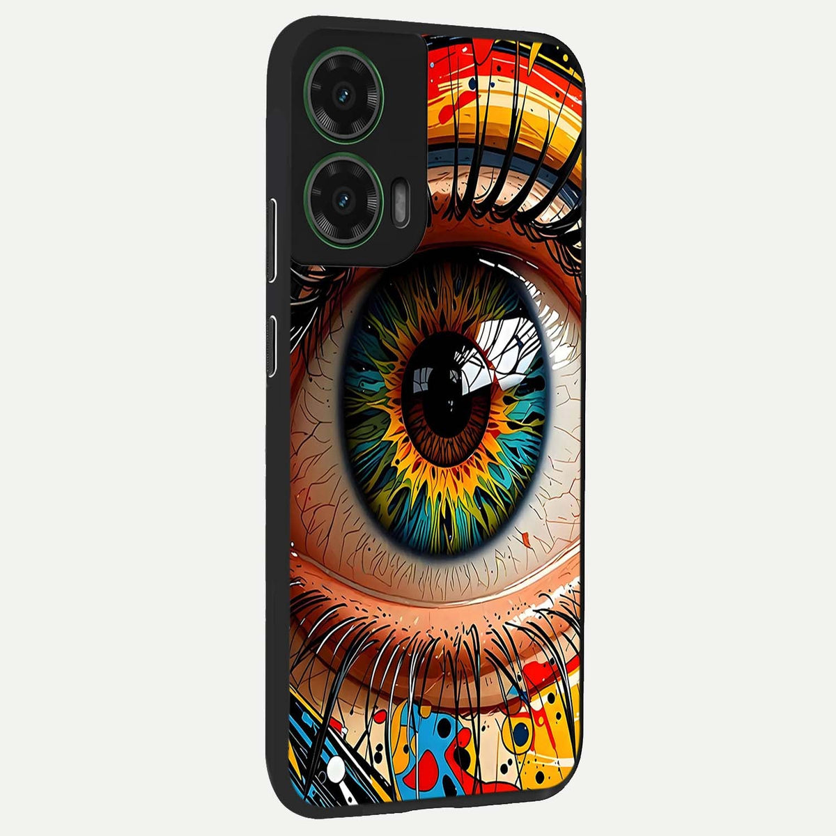 Colorful Eye back cover For Moto G35 slim fit glass case with vibrant aesthetic design