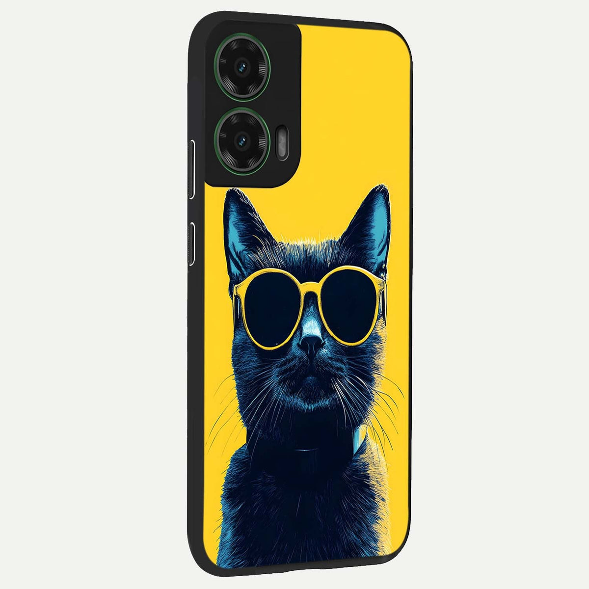 Cool Cat Vibes back cover For Moto G35 slim fit glass case with vibrant aesthetic design
