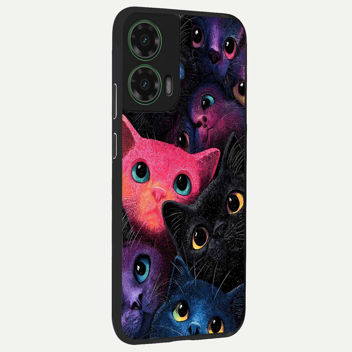 Cosmic Cats Dreams back cover For Moto G35 slim fit glass case with vibrant aesthetic design