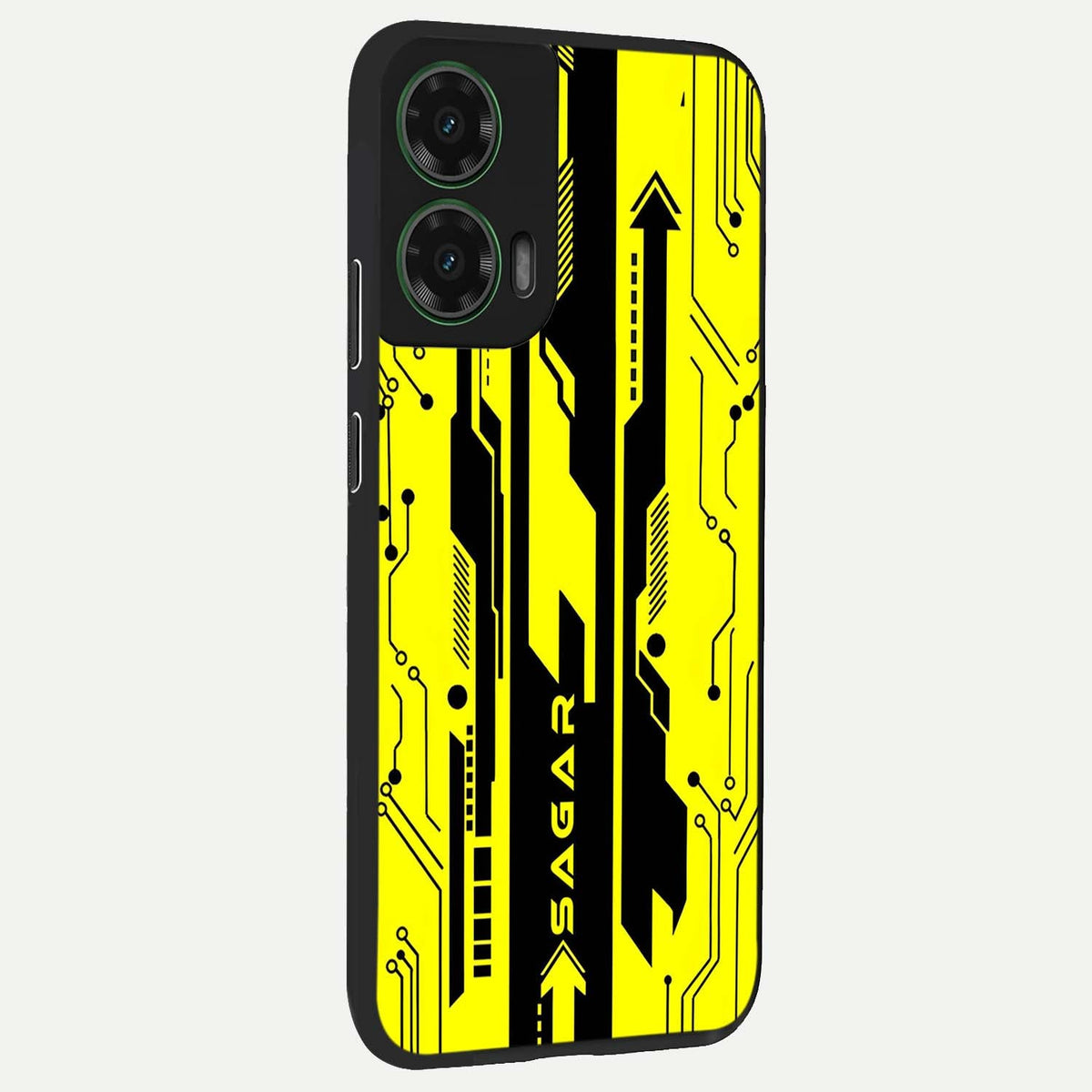 Electric Pulse CYBERPUNK Custom Name back cover For Moto G35 slim fit glass case with vibrant aesthetic design