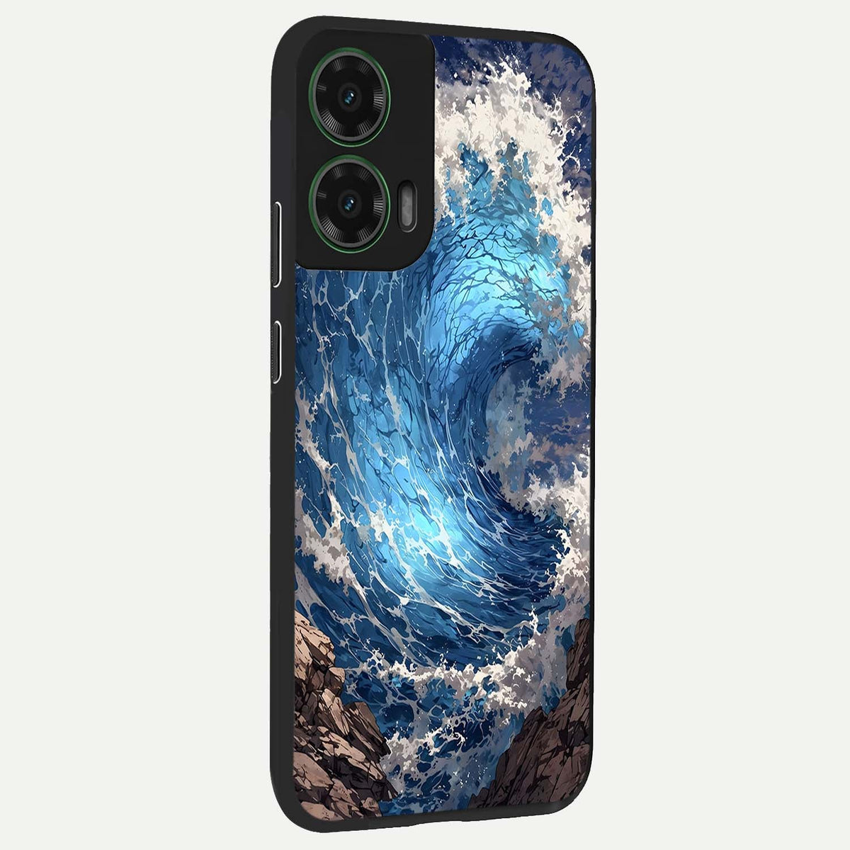 Giant Ocean Wave back cover For Moto G35 slim fit glass case with vibrant aesthetic design