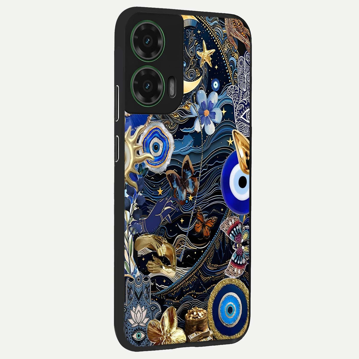 Golden Moon Magic back cover For Moto G35 slim fit glass case with vibrant aesthetic design