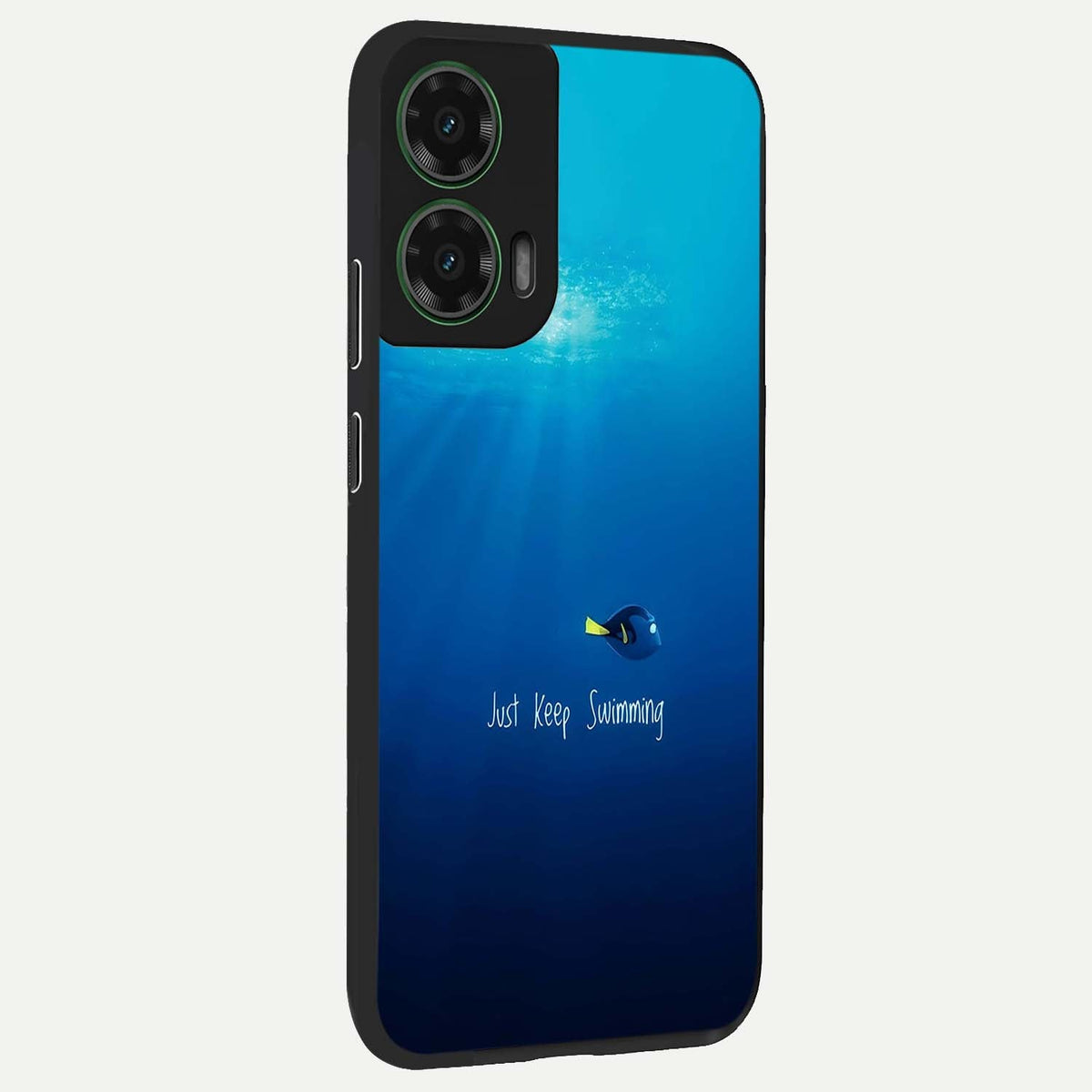 Just Keep Swimming back cover For Moto G35 slim fit glass case with vibrant aesthetic design