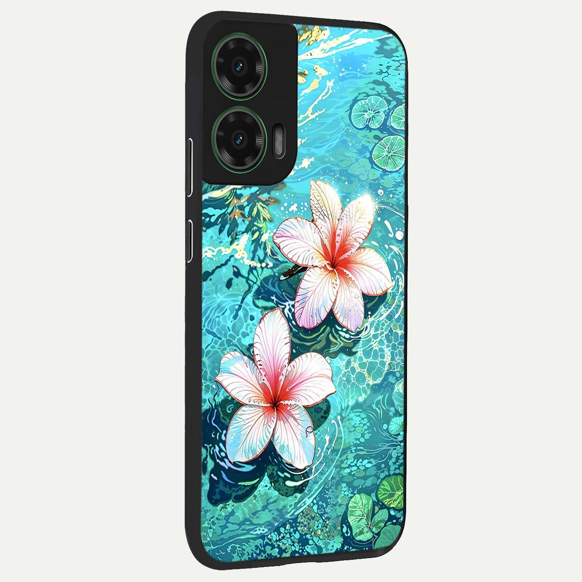 Pink Flowers in Water back cover For Moto G35 slim fit glass case with vibrant aesthetic design