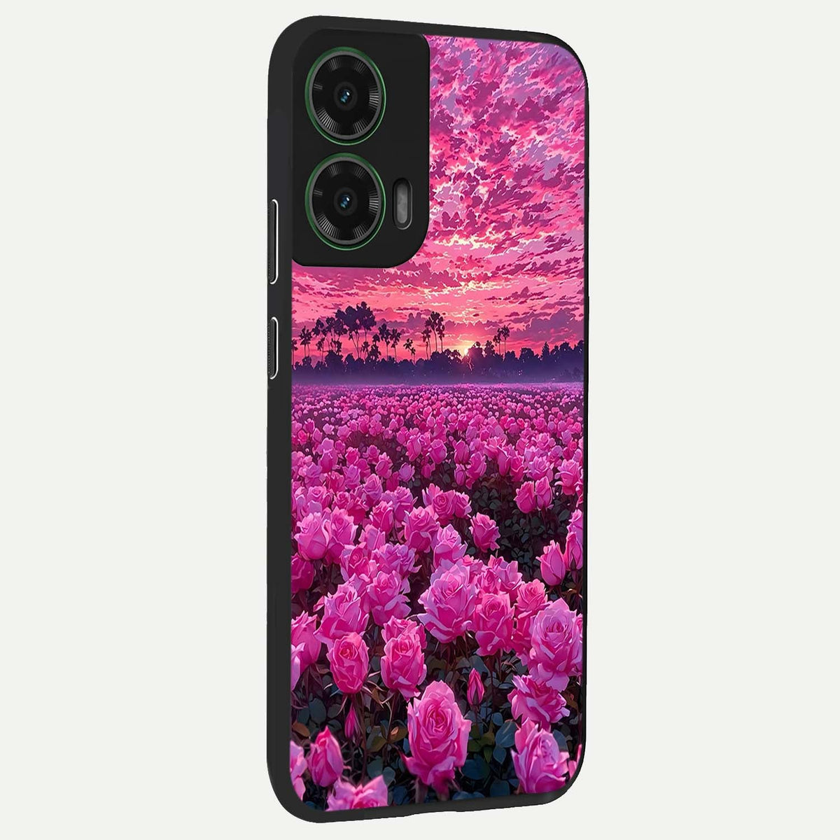 Rose Sunset Valley back cover For Moto G35 slim fit glass case with vibrant aesthetic design
