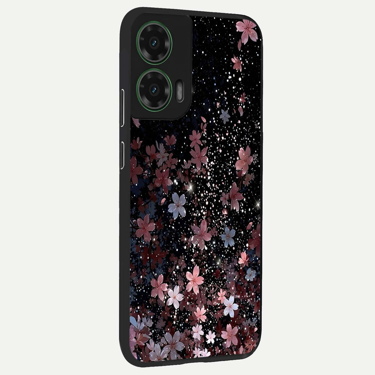 Starlit Flower Dreams back cover For Moto G35 slim fit glass case with vibrant aesthetic design