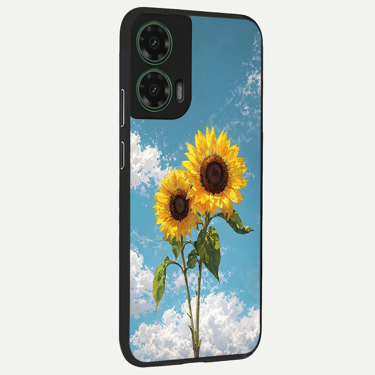 Sunlit Daisy Glow back cover For Moto G35 slim fit glass case with vibrant aesthetic design