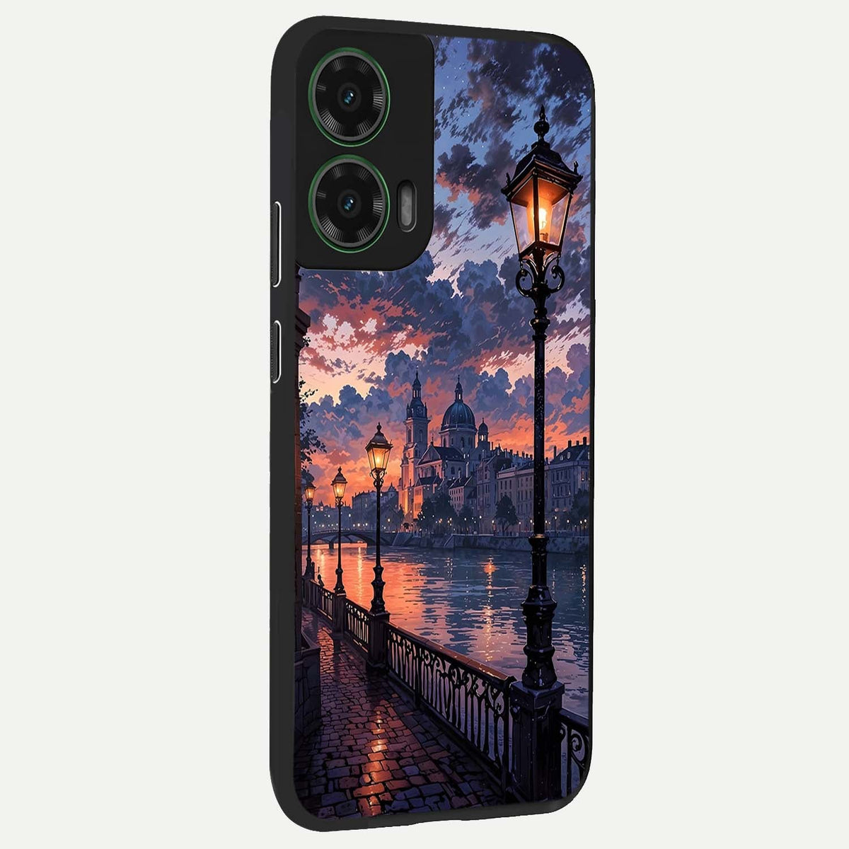 Twilight River Lights back cover For Moto G35 slim fit glass case with vibrant aesthetic design