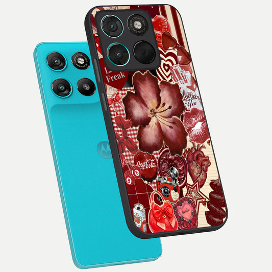 Aesthetic Little Freak phone case For Moto G57 Power showing premium glass back cover with detailed artwork