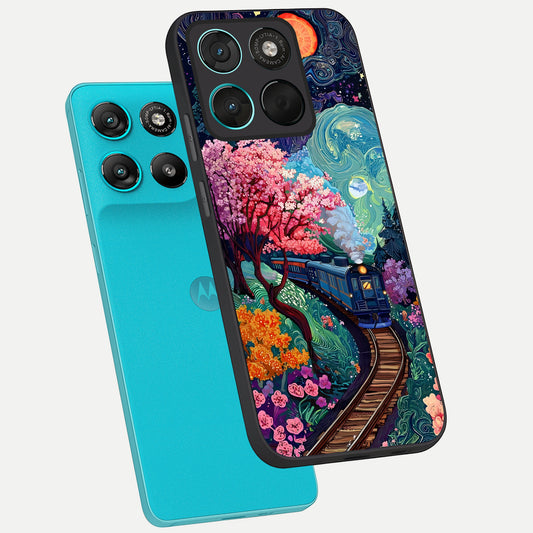 Digital Art phone case For Moto G57 Power showing premium glass back cover with detailed artwork