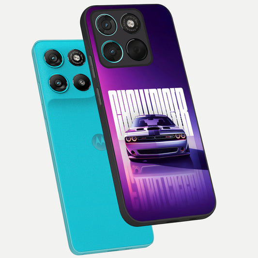 Midnight Muscle Ride phone case For Moto G57 Power showing premium glass back cover with detailed artwork