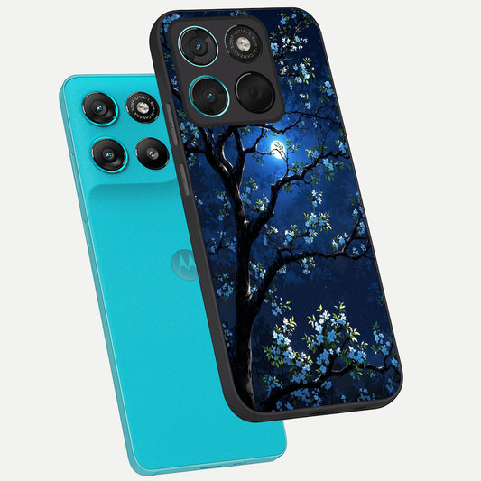 Mystic Floral Night phone case For Moto G57 Power showing premium glass back cover with detailed artwork
