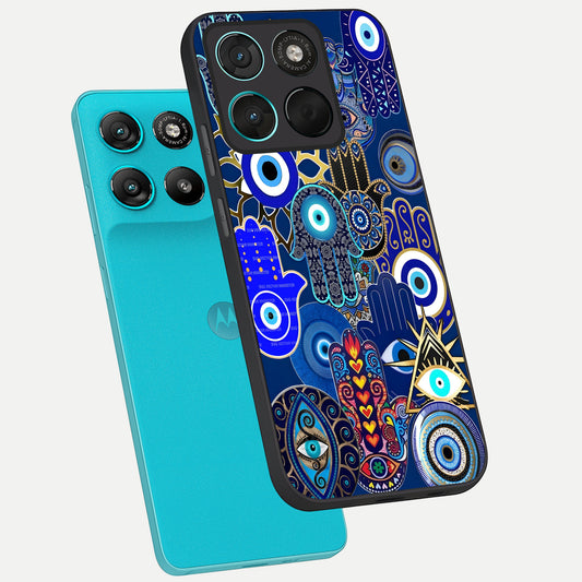 Mystic Palm Guard phone case For Moto G57 Power showing premium glass back cover with detailed artwork