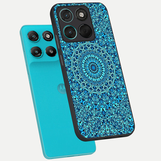 Ocean Bloom Mandala phone case For Moto G57 Power showing premium glass back cover with detailed artwork