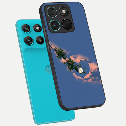 Sky Under Tree phone case For Moto G57 Power showing premium glass back cover with detailed artwork