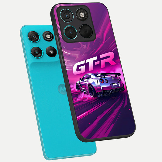 Speed Drift Legend phone case For Moto G57 Power showing premium glass back cover with detailed artwork