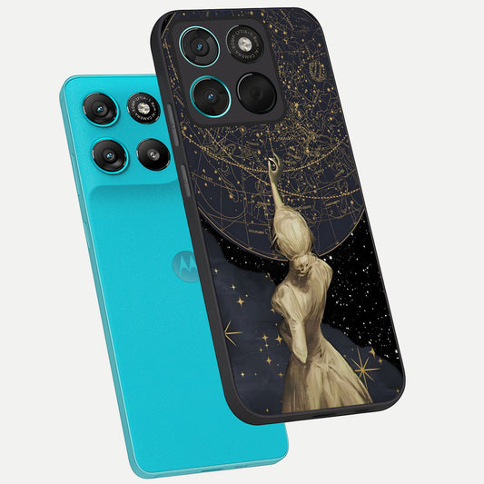 Taylor Swift Girl phone case For Moto G57 Power showing premium glass back cover with detailed artwork