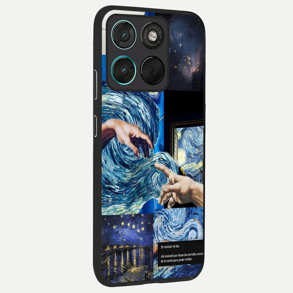 Aesthetic Vando Hands back cover For Moto G57 Power slim fit glass case with vibrant aesthetic design