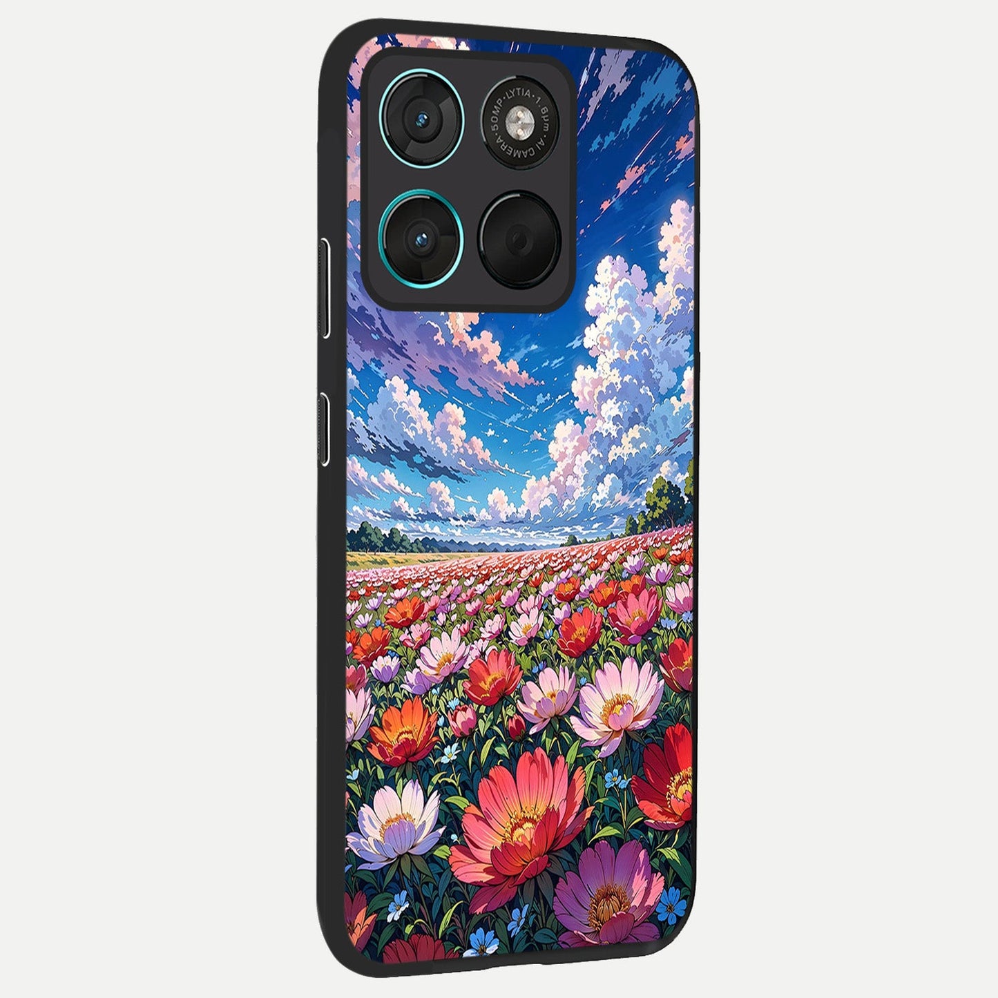 Blossom Sky Field back cover For Moto G57 Power slim fit glass case with vibrant aesthetic design
