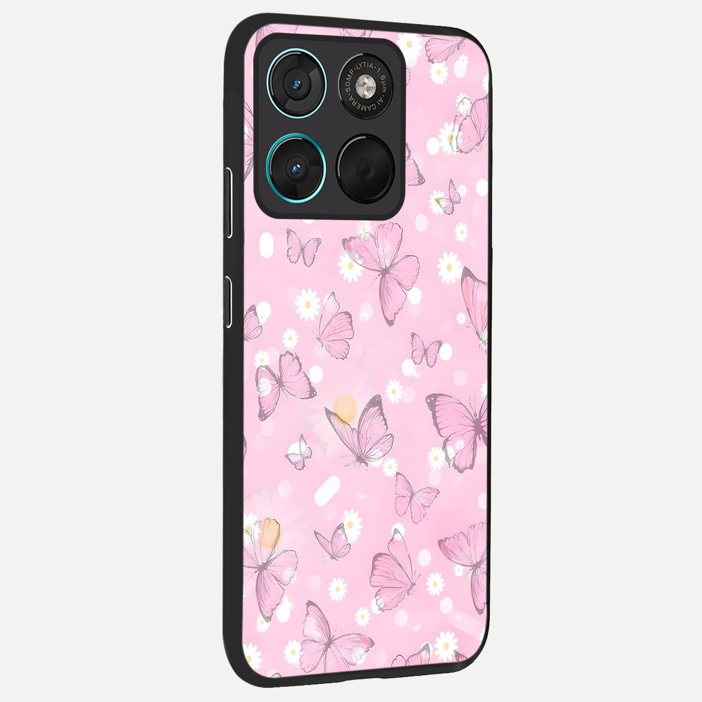 Blush Butterfly Garden back cover For Moto G57 Power slim fit glass case with vibrant aesthetic design