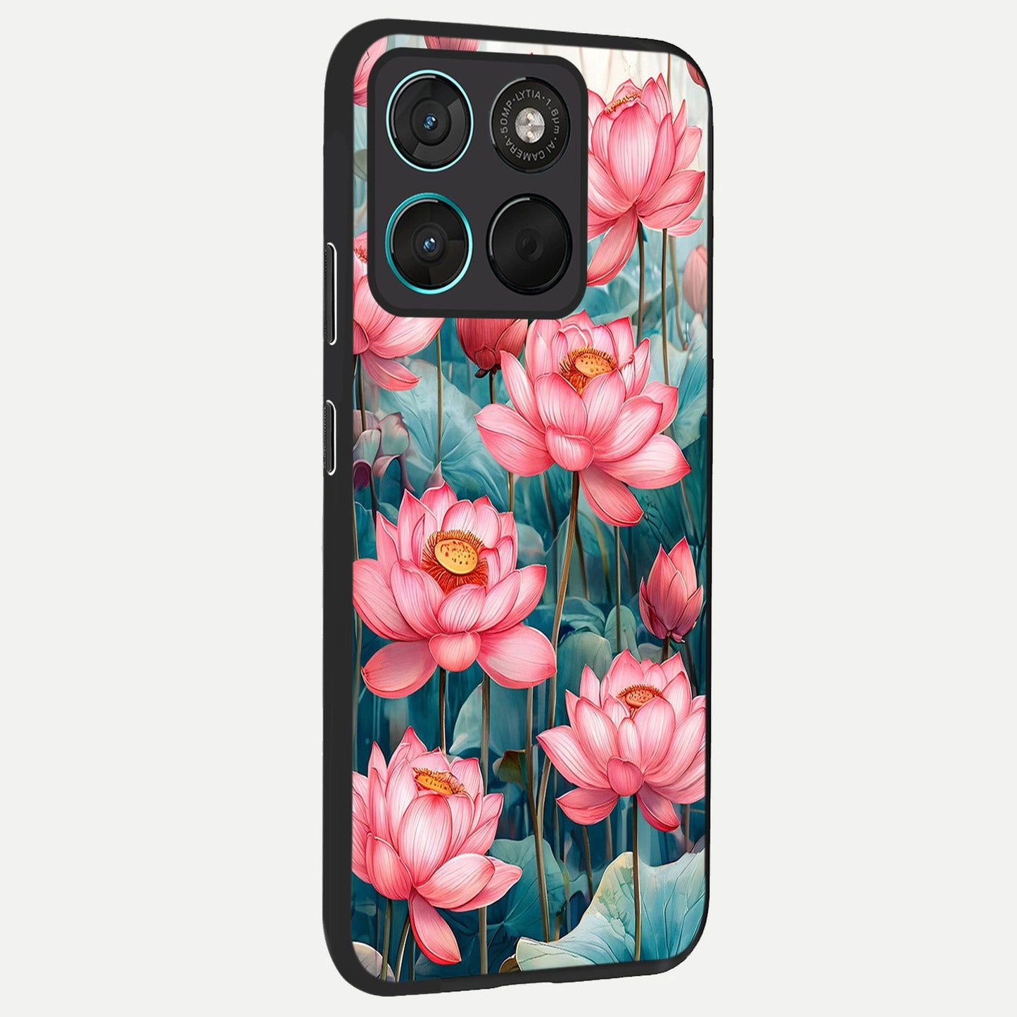 Celestial Pink Lotus back cover For Moto G57 Power slim fit glass case with vibrant aesthetic design