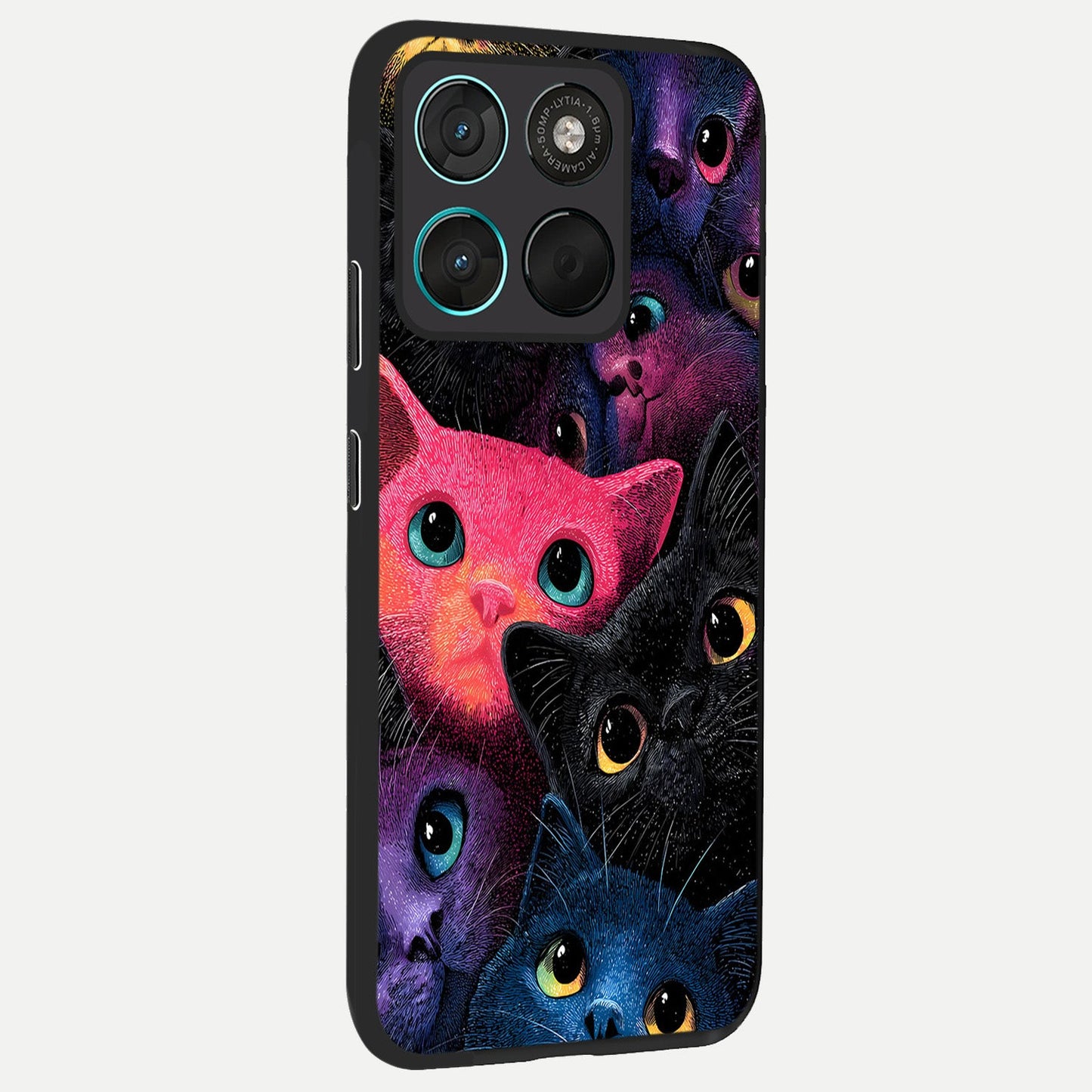 Cosmic Cats Dreams back cover For Moto G57 Power slim fit glass case with vibrant aesthetic design
