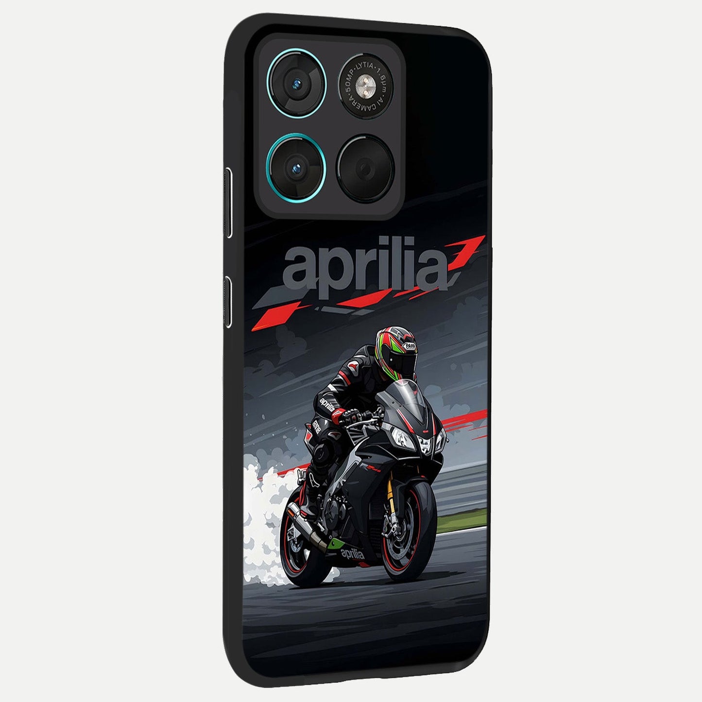 Dark Aprilla back cover For Moto G57 Power slim fit glass case with vibrant aesthetic design