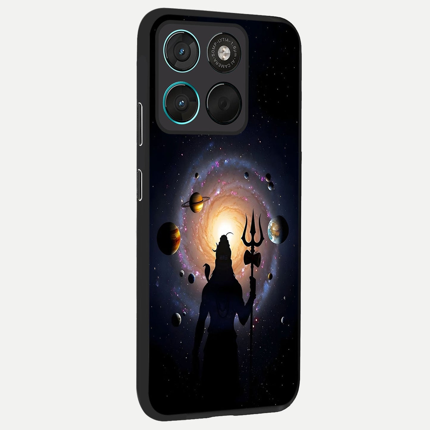 Galactic Shiva Vision back cover For Moto G57 Power slim fit glass case with vibrant aesthetic design