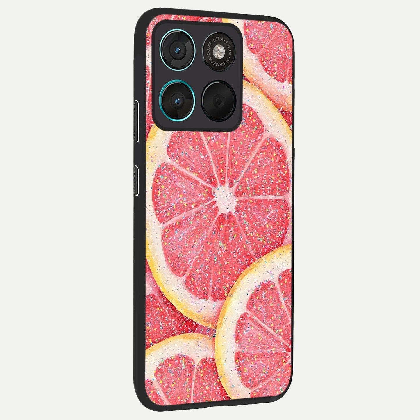 Glitter Grapefruit back cover For Moto G57 Power slim fit glass case with vibrant aesthetic design