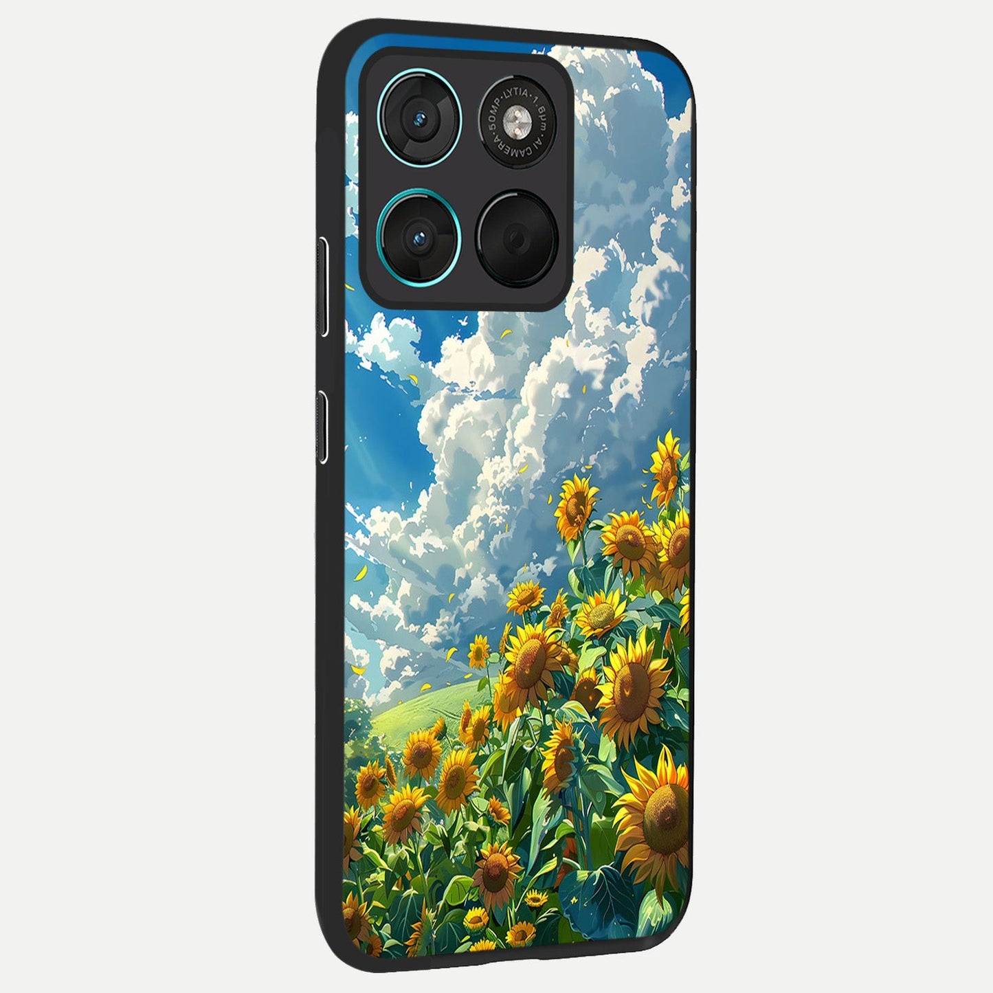 Golden Sun Glory back cover For Moto G57 Power slim fit glass case with vibrant aesthetic design