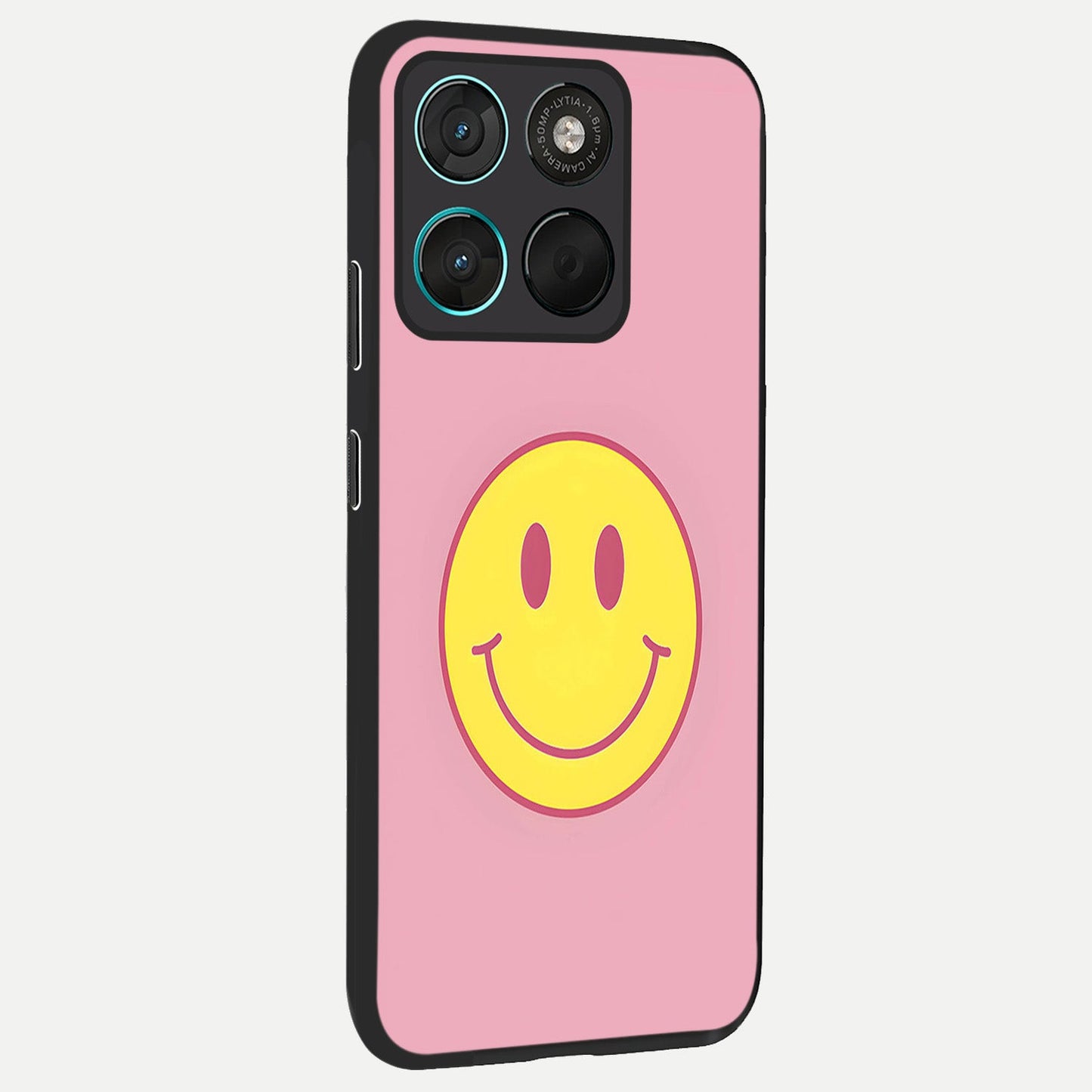 Happy Pink Mood back cover For Moto G57 Power slim fit glass case with vibrant aesthetic design