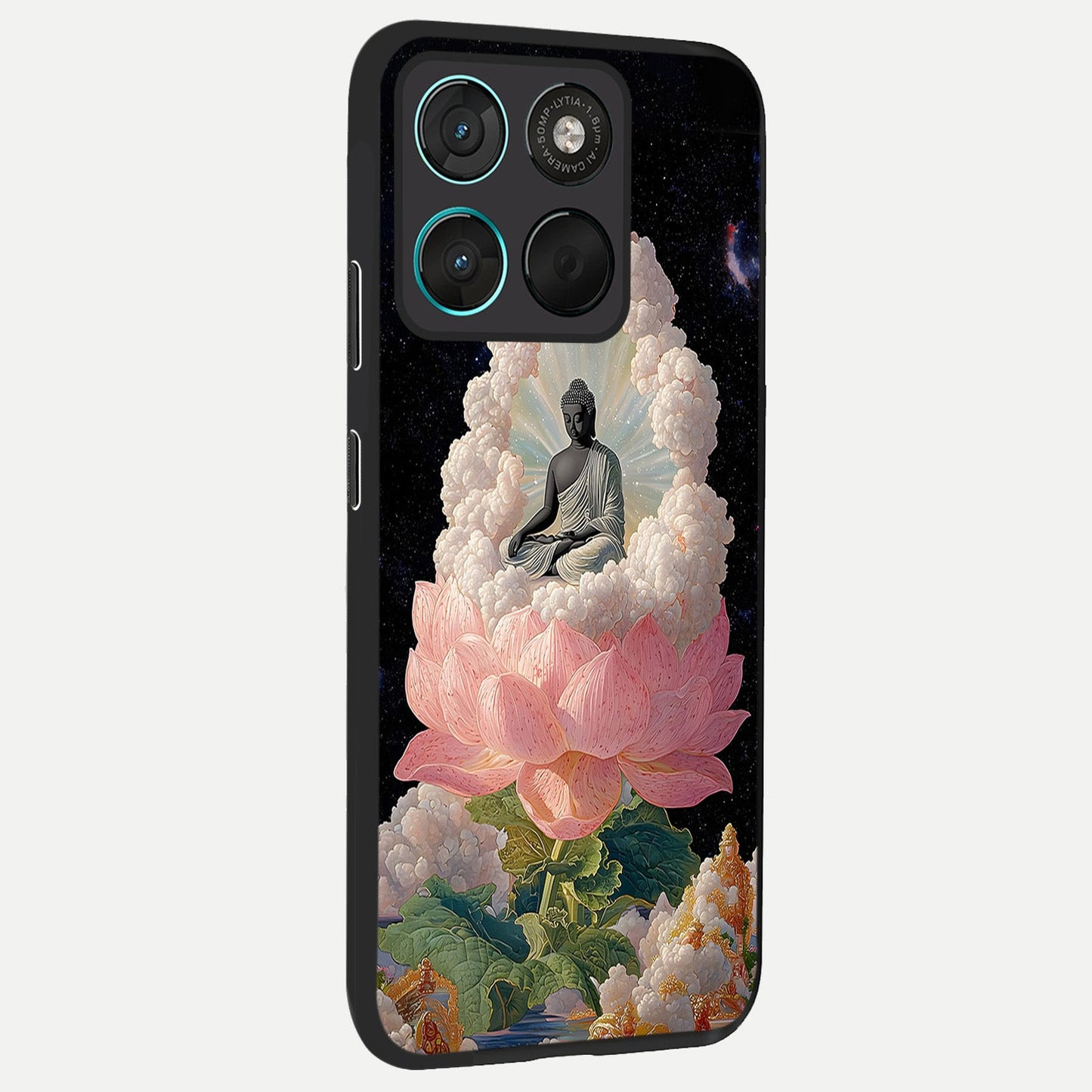 Lotus Divine Peace back cover For Moto G57 Power slim fit glass case with vibrant aesthetic design