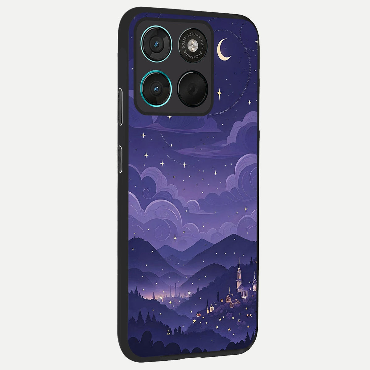Minimal Night View back cover For Moto G57 Power slim fit glass case with vibrant aesthetic design