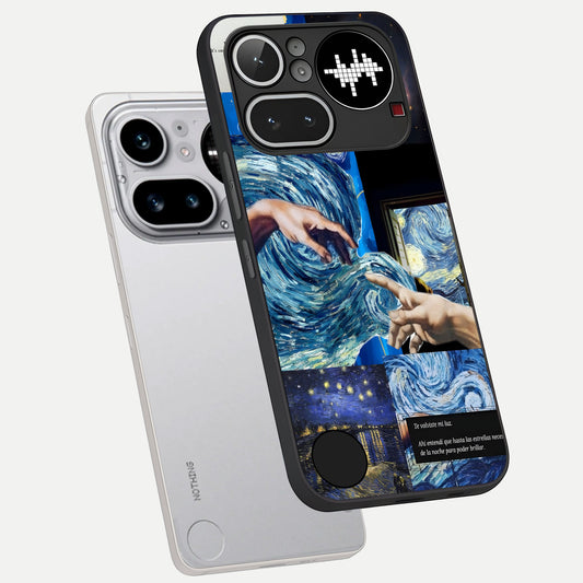 Aesthetic Vando Hands phone case For Nothing Phone 4A Pro showing premium glass back cover with detailed artwork