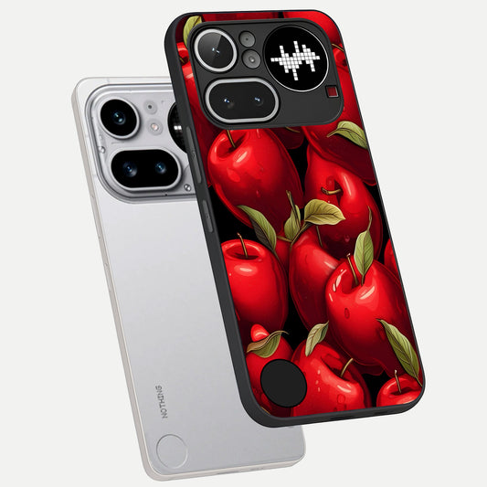 Apple Pattern phone case For Nothing Phone 4A Pro showing premium glass back cover with detailed artwork
