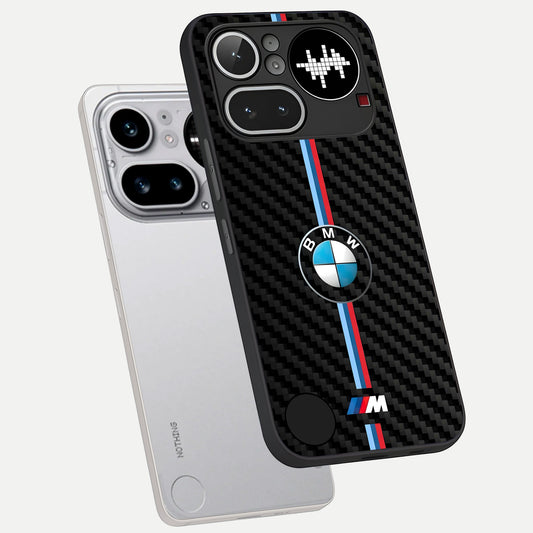 BMW Pattern phone case For Nothing Phone 4A Pro showing premium glass back cover with detailed artwork