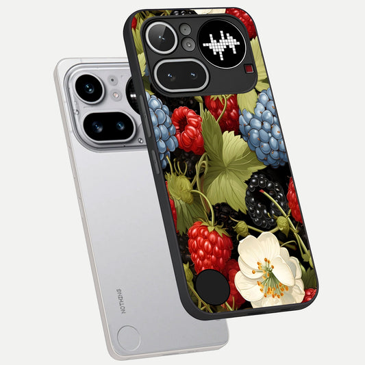 Berry Bloom Charm phone case For Nothing Phone 4A Pro showing premium glass back cover with detailed artwork