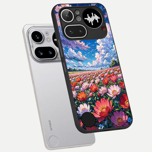 Blossom Sky Field phone case For Nothing Phone 4A Pro showing premium glass back cover with detailed artwork