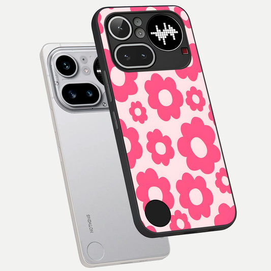 Blush Flower Pop phone case For Nothing Phone 4A Pro showing premium glass back cover with detailed artwork